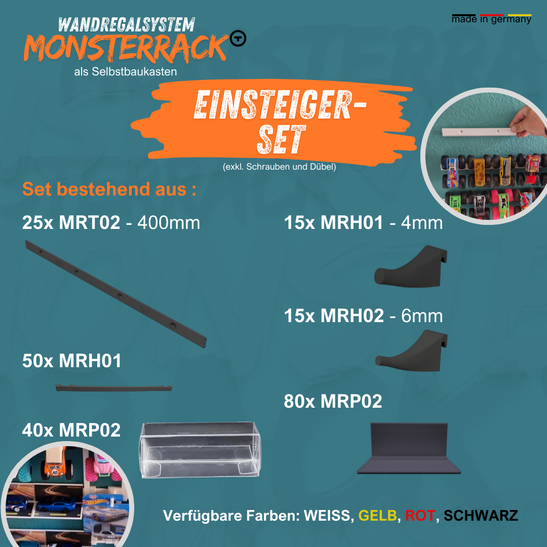 MONSTERRACK Einsteiger-Set für Monstertrucks und 1:64 Diecast Autos, Wunschfarbe