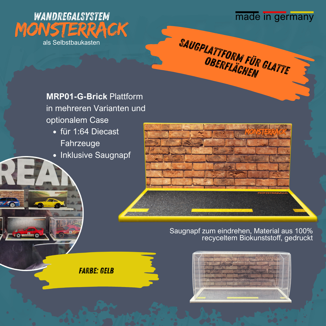 MONSTERRACK Präsentationsplattform mit Saugnapf, für glatte Oberfläche, verschiedene Designs