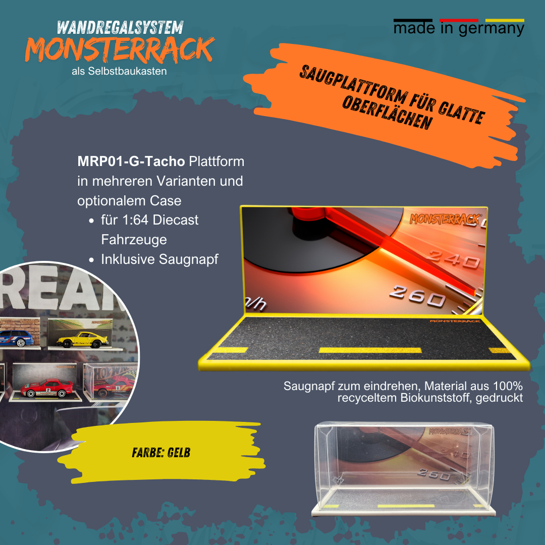 MONSTERRACK Präsentationsplattform mit Saugnapf, für glatte Oberfläche, verschiedene Designs