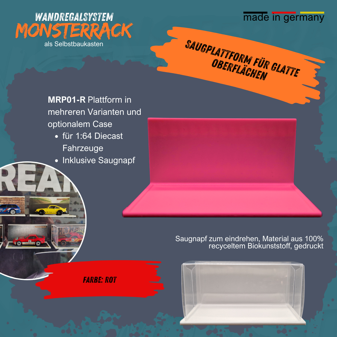 MONSTERRACK Präsentationsplattform mit Saugnapf, für glatte Oberfläche, verschiedene Designs