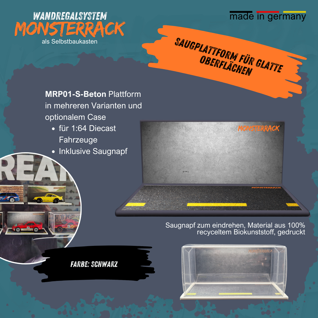 MONSTERRACK Präsentationsplattform mit Saugnapf, für glatte Oberfläche, verschiedene Designs