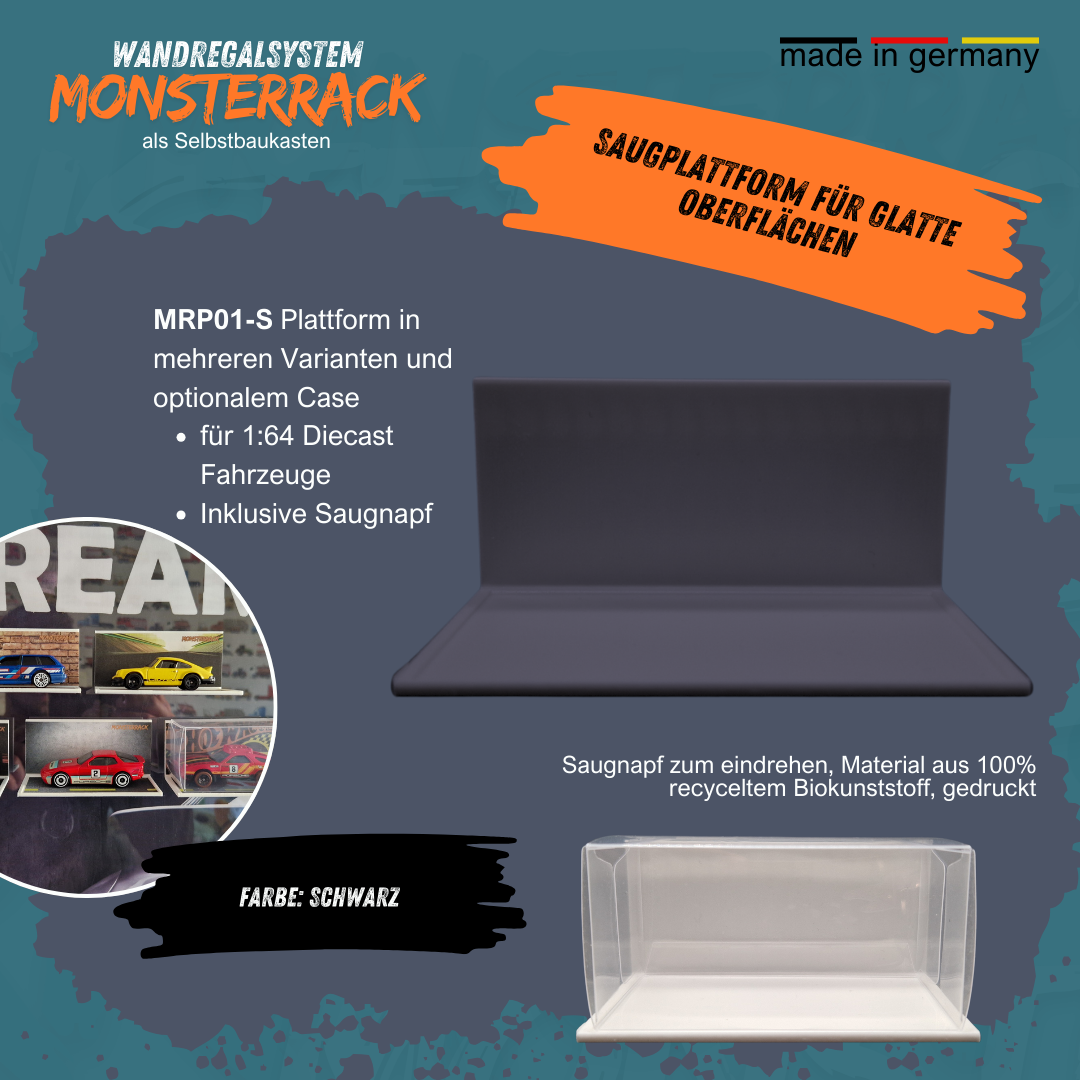 MONSTERRACK Präsentationsplattform mit Saugnapf, für glatte Oberfläche, verschiedene Designs