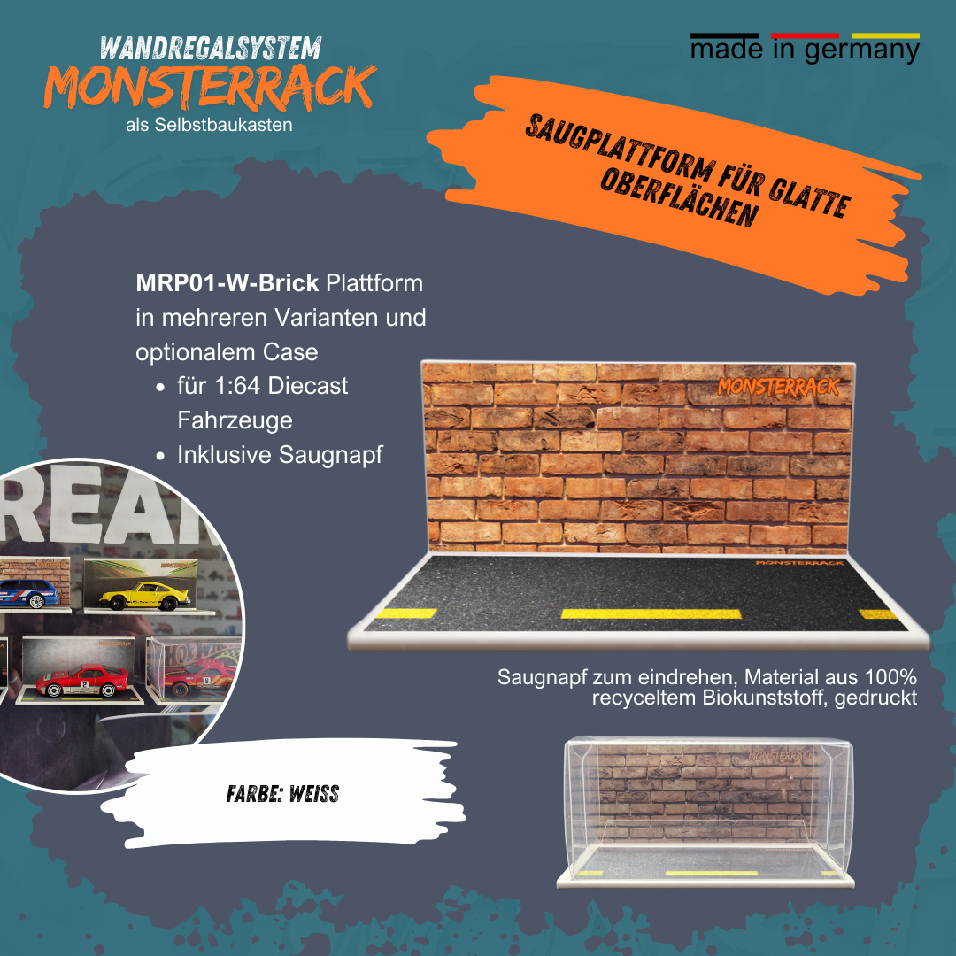 MONSTERRACK Präsentationsplattform mit Saugnapf, für glatte Oberfläche, verschiedene Designs