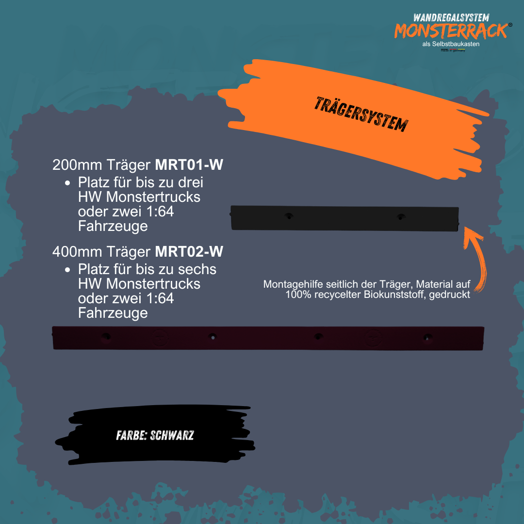 MONSTERRACK Trägersystem 200mm/400mm, zwei Größen - für Monstertrucks und 1:64 Diecast- Fahrzeuge