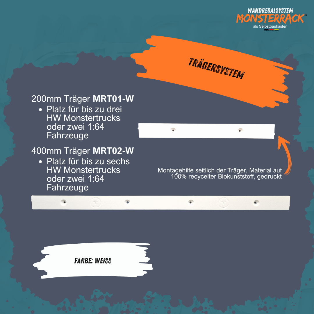 MONSTERRACK Trägersystem 200mm/400mm, zwei Größen - für Monstertrucks und 1:64 Diecast- Fahrzeuge