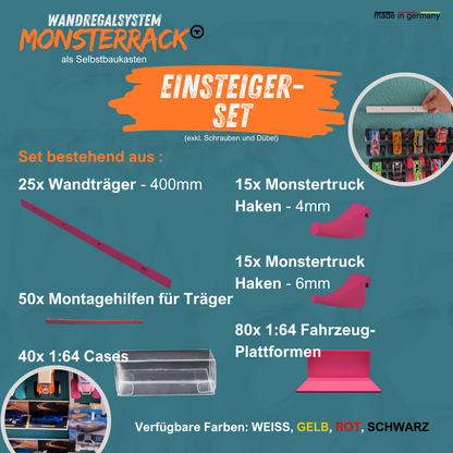 MONSTERRACK Einsteiger-Set für Monstertrucks und 1:64 Diecast Autos, Wunschfarbe