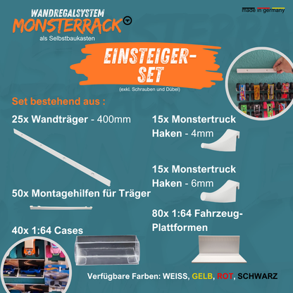 MONSTERRACK Einsteiger-Set für Monstertrucks und 1:64 Diecast Autos, Wunschfarbe