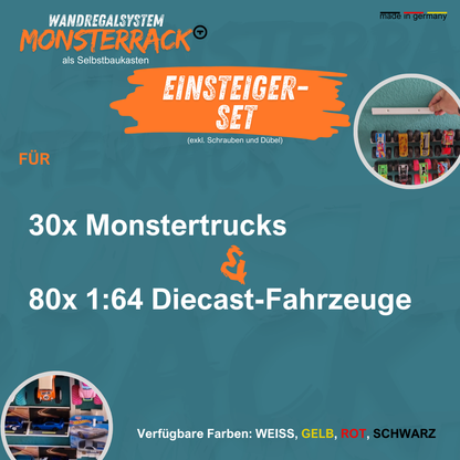 MONSTERRACK Einsteiger-Set für Monstertrucks und 1:64 Diecast Autos, Wunschfarbe