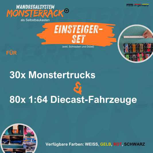 MONSTERRACK Einsteiger-Set für Monstertrucks und 1:64 Diecast Autos, Wunschfarbe
