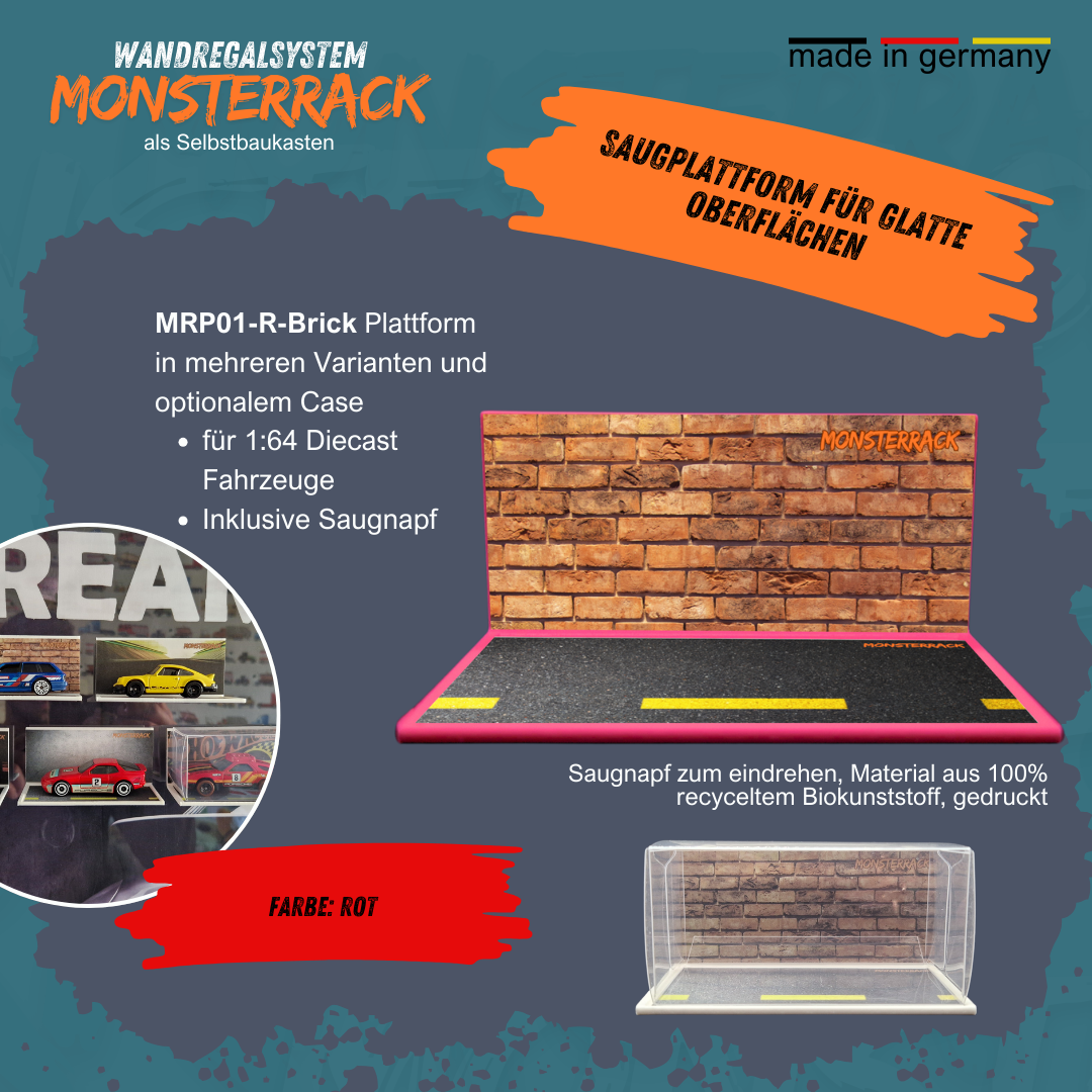 MONSTERRACK Präsentationsplattform mit Saugnapf, für glatte Oberfläche, verschiedene Designs