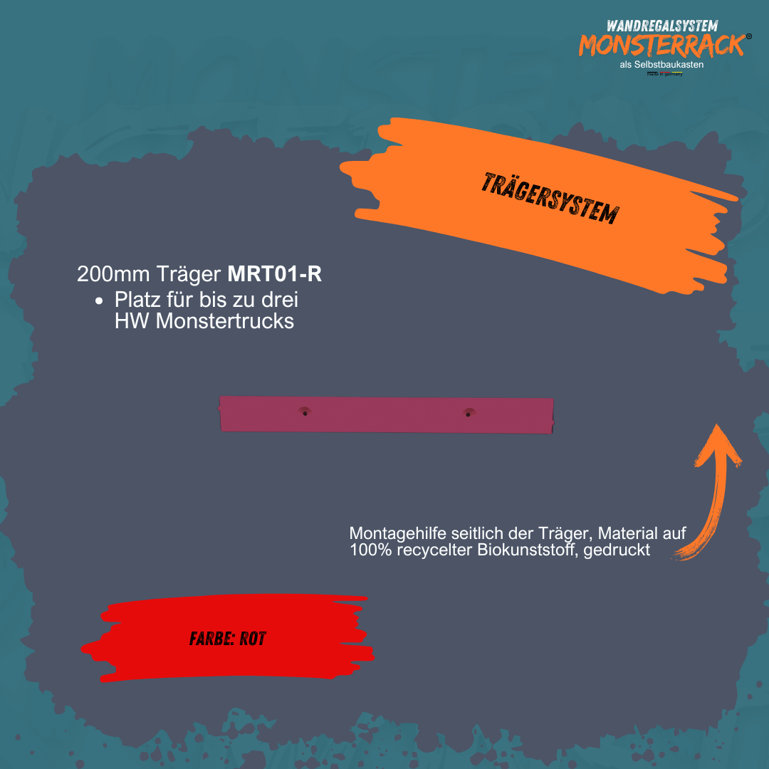 MONSTERRACK Trägersystem 200mm/400mm, zwei Größen - für Monstertrucks und 1:64 Diecast- Fahrzeuge