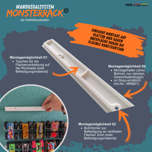 MONSTERRACK Trägersystem 200mm/400mm, zwei Größen - für Monstertrucks und 1:64 Diecast- Fahrzeuge